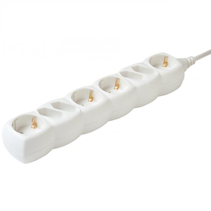 home nv 18/wh hálózati elosztó, 1,5 m, h05vv f 3g1,0 mm2 kábel, ip 20 kivitel, 4 védőérintkezős és 4 euro aljzat, max. 3500w, fehér