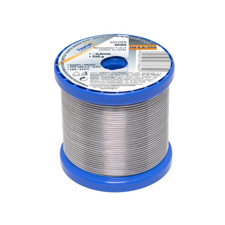 home sw 0,8/250 forrasztóón, 0,8mm, 250g, európai gyártótól származó kiváló minőségű forrasztóón, összetétel: sn/pb: 60/40%, gyanta: 2,0%