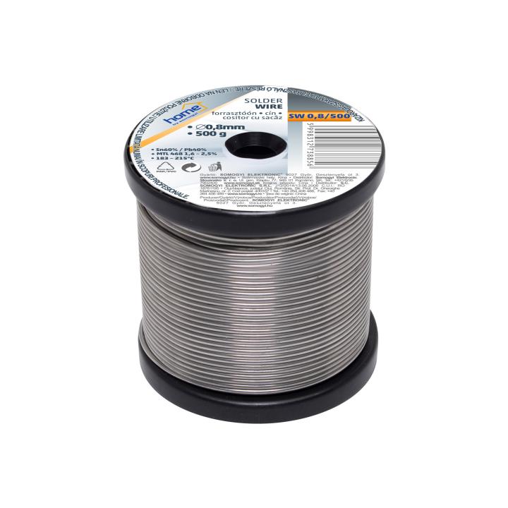 home sw 0,8/500 forrasztóón, 0,8mm, 500g, európai gyártótól származó kiváló minőségű forrasztóón, összetétel: sn/pb: 60/40%, gyanta: 2,0%