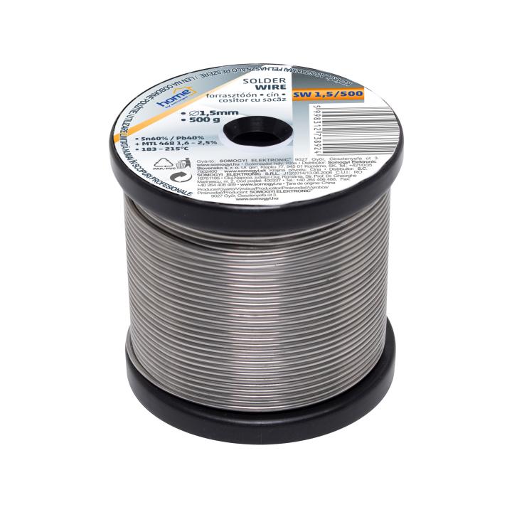 home sw 1,5/500 forrasztóón, 1,5mm, 500g, európai gyártótól származó kiváló minőségű forrasztóón, összetétel: sn/pb: 60/40%, gyanta: 2,0%