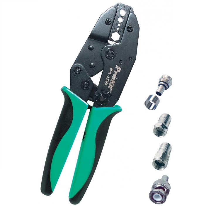 pro'skit 6pk 230pa préselő fogó, 230 mm, 5 féle mérethez, racsnis áttétel, 6 féle nyomaték