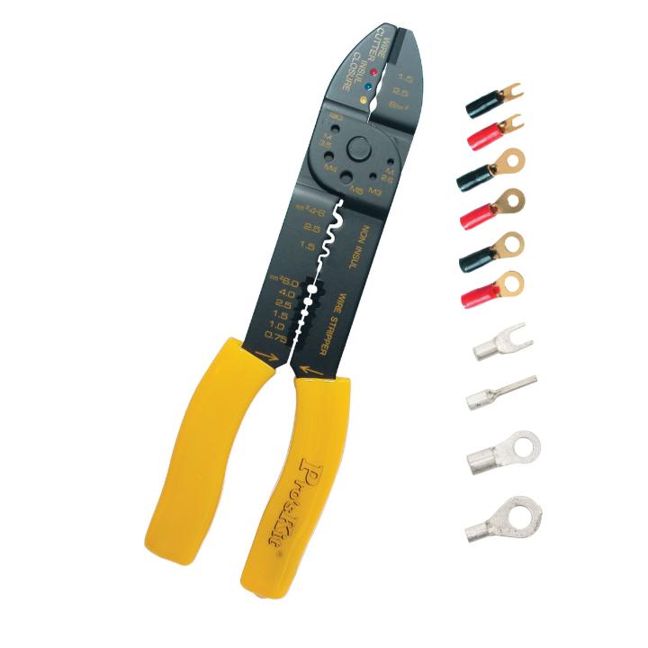 pro'skit 8pk 313b kábelcsupaszoló és préselő fogó, 230 mm, több féle mérethez, szigetelt és szigeteletlen sarukhoz