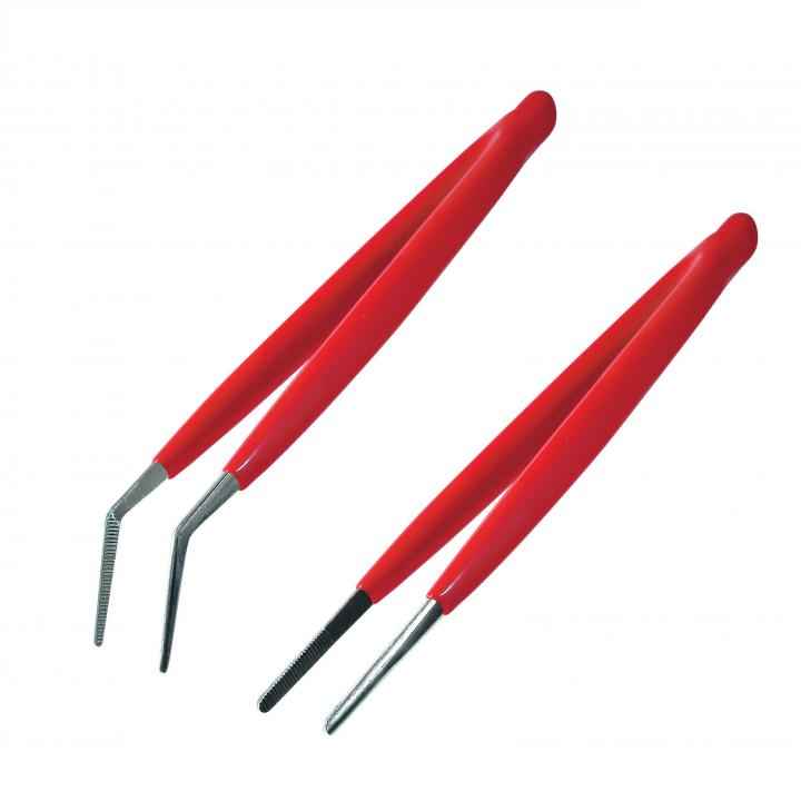 pro'skit 908 t301 műszerészcsipesz pár, 150 mm, egyenes és 45' ban hajlított, szigetelt bevonat