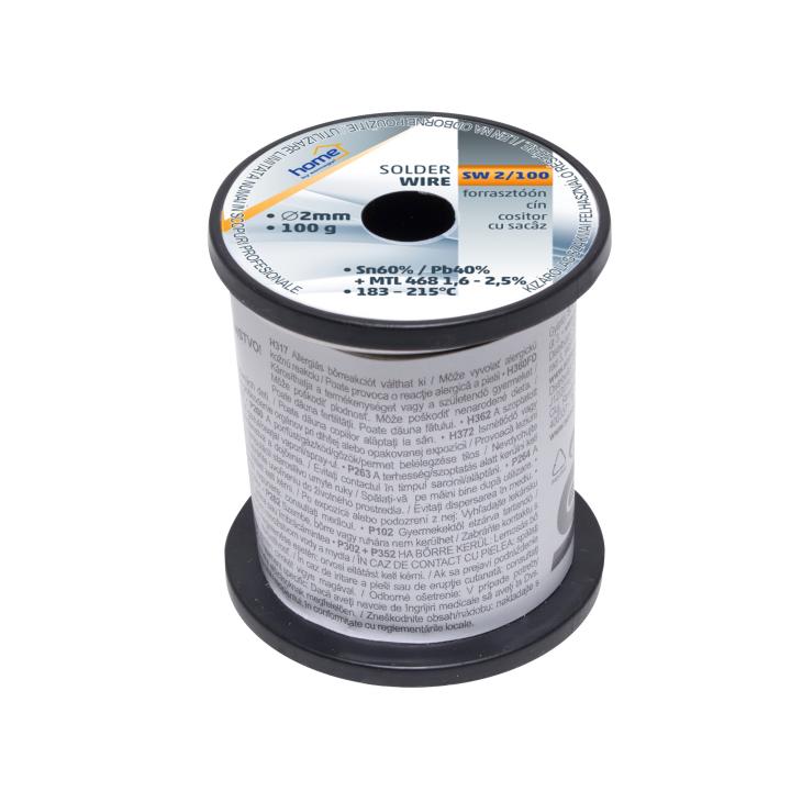 home sw 2/100 forrasztóón, 2mm, 100g, európai gyártótól származó kiváló minőségű forrasztóón, összetétel: sn/pb: 60/40%, gyanta: 2,0%