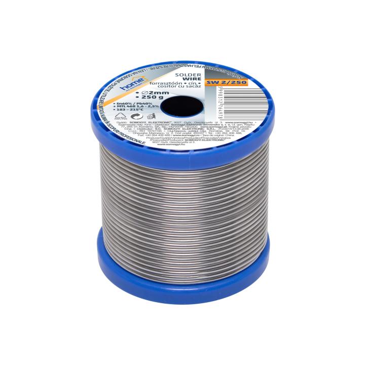 home sw 2/250 forrasztóón, 2mm, 250g, európai gyártótól származó kiváló minőségű forrasztóón, összetétel: sn/pb: 60/40%, gyanta: 2,0%