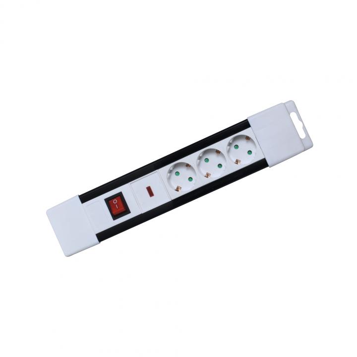 home nvp 03k/wh túlfeszültség védett hálózati elosztó, 2 m, kapcsolós, h05vv f 3g1,5 mm2 kábel, ip20 kivitel, 3 aljzat, max. 3500w, falra akasztható