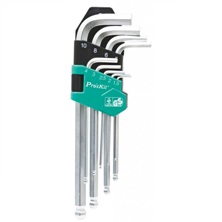 pro'skit hw 229b imbuszkulcskészlet, gömbfejű fél, króm vandánium, 9 darabos