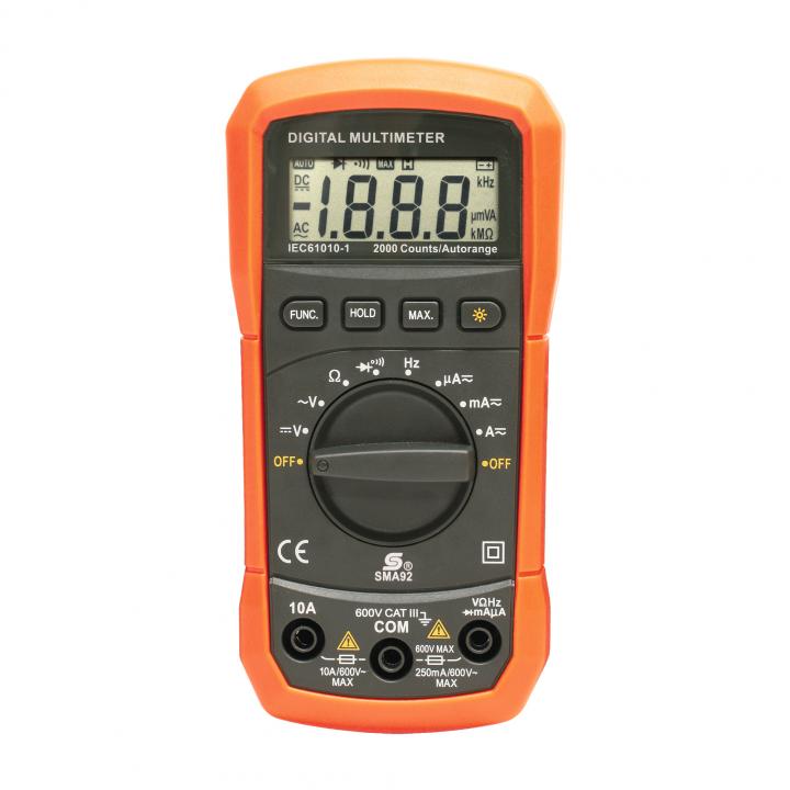 home sma 92 digitális multiméter, egyenfeszültség, váltófeszültség, egyenáram, váltóáram, ellenállás, frekvencia mérése, automatikus méréshatárváltás