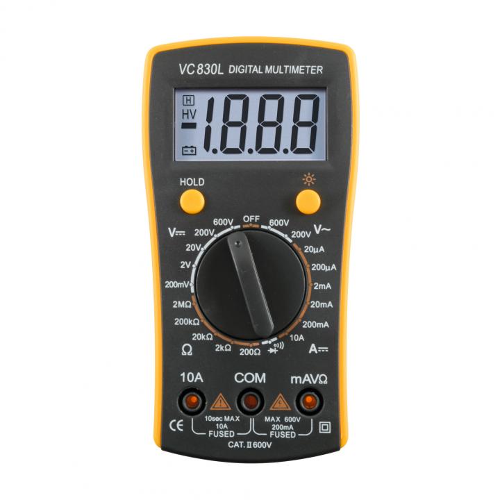 home vc 830l digitális multiméter, egyenfeszültség, váltófeszültség, egyenáram, ellenállás mérése, mért érték rögzítés