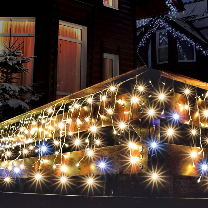 home kaf 600l 10m led es sziporkázó fényfüggöny, 10 m / 600 db sziporkázó melegfehér led, fehér vezeték, hálózati adapter, kül és beltéri kivitel