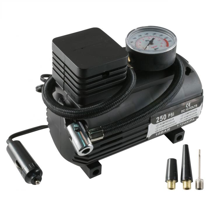 sal 90304 autós kompresszor, 250 psi, 18 bar, 10 a, 3 fúvókaadapter, 2,5m vezeték