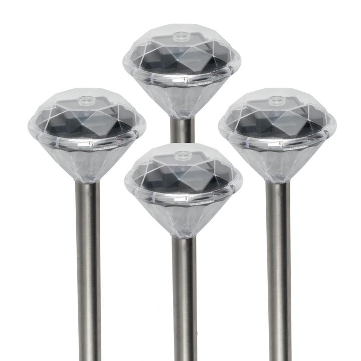 home mx 802/4 napelemes kerti lámpa szett, 4 db, 1 db led, fém és műanyag, automatikus, kristályszerű fej
