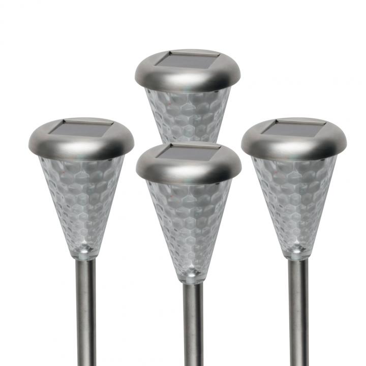 home mx 811/4 napelemes kerti lámpa szett, 4 db, 1 db led, fém, üveg és műanyag, automatikus