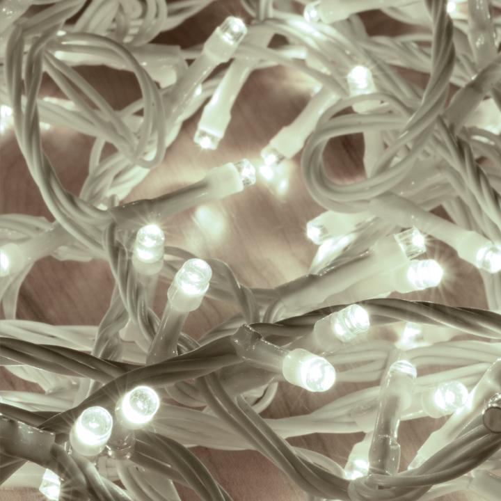 home dli 200/wh led es fényfüzér, 10 m / 200 db hidegfehér led, állófényű, fehér vezeték, sorolható, kül és beltéri kivitel