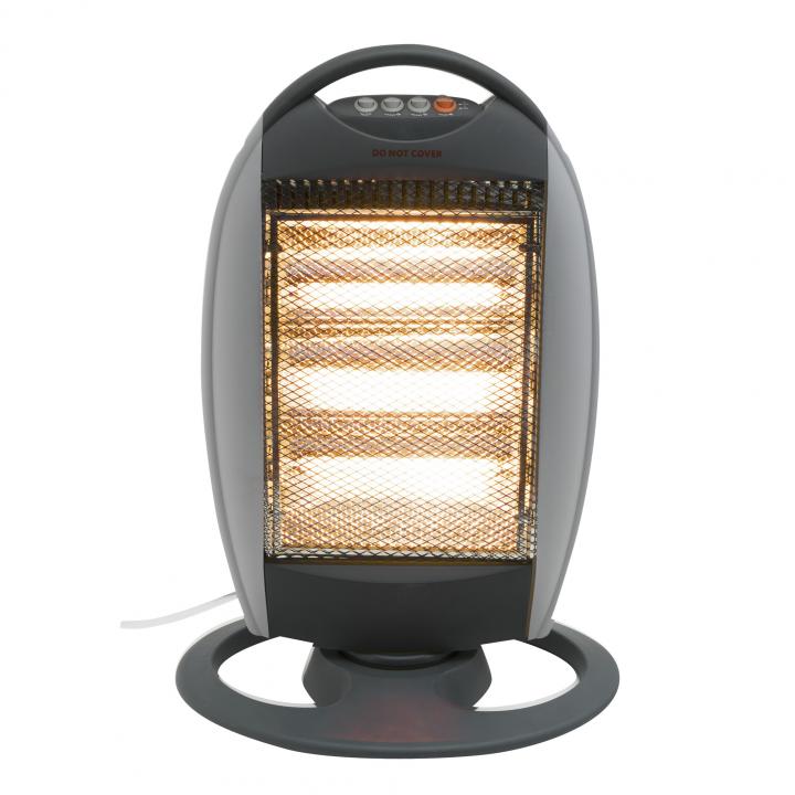 home fk 21 álló elektromos halogén hősugárzó fűtőtest, 400w/800w/1200w, oszcillálás, ip20 védelem, fekete/ezüst