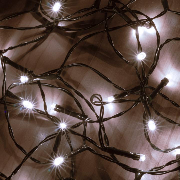 home mlc 58/wh mini led es fényfüzér, 4,9 m / 50 db hidegfehér led, 8 fényprogram, zöld vezeték, elemes, kül és beltéri kivitel