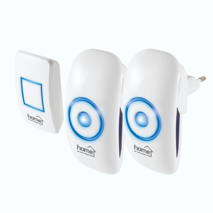 home dbs 1501ac vezeték nélküli csengőszett, 150m hatótáv, 36 dallam, többszólamú hang, 4 fokozatú hangerő, kék led, 230v os tápellátás