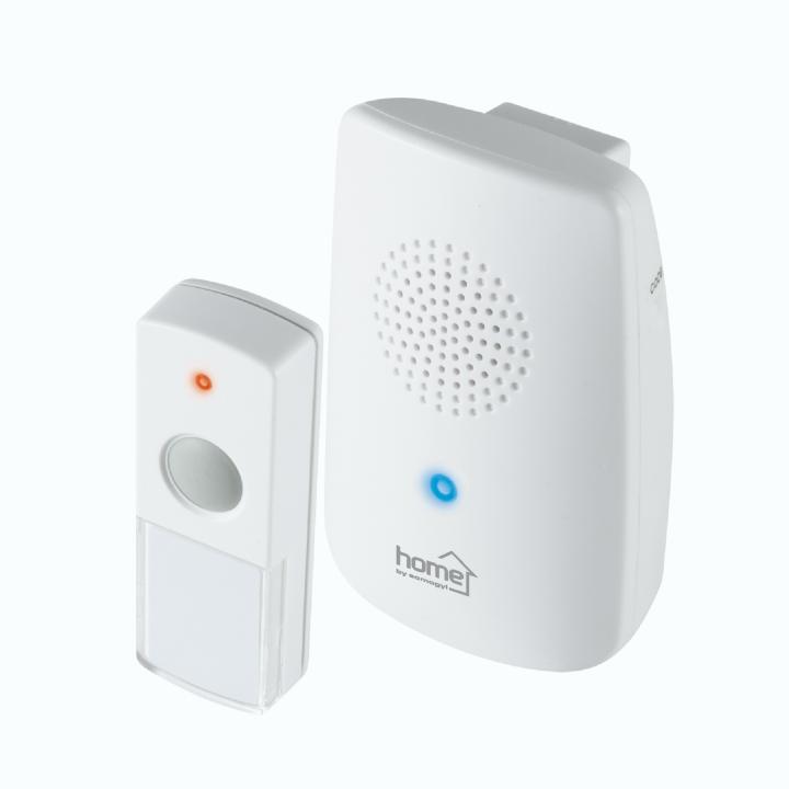 home db 1001dc vezeték nélküli csengő, 100m hatótáv, 8 dallam, kék fényjelzés, 256 digitális kód, elemes kivitel, ip 44 védett nyomógomb