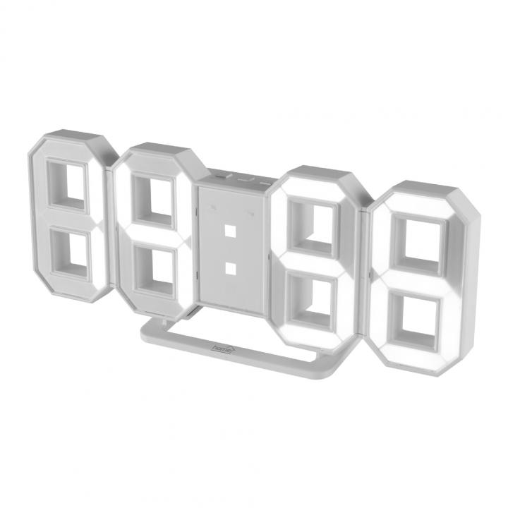 home ltc 04 digitális, 3d led ébresztőóra, 80 mm magas fehér kijelző, kitűnően leolvasható, háromféle fényerősség
