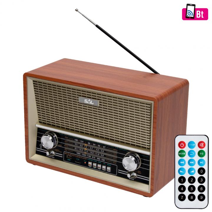 sal rrt 4b retro asztali rádió, multimédia lejátszó, bt, usb/microsd, aux, rádió, eq, ~16 óra üzemidő