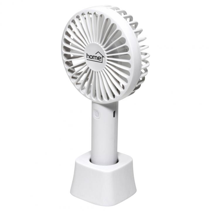 home hf 9/wh kézi, tölthető ventilátor, 4 w, 10 cm es lapátátmérő, 3 fokozat, 1200 mah li ion akkumulátor, asztali tartó, fehér