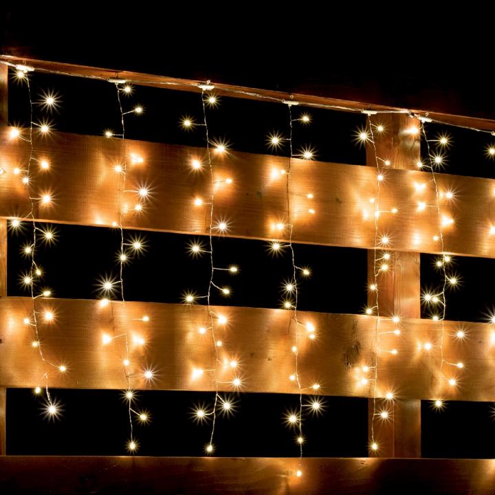 home mlf 300/ww micro led es cluster fényfüggöny, 3x0,5 m / 300 db melegfehér micro led, 8 fényprogram, távirányító, hálózati adapter, kül és beltéri kivitel