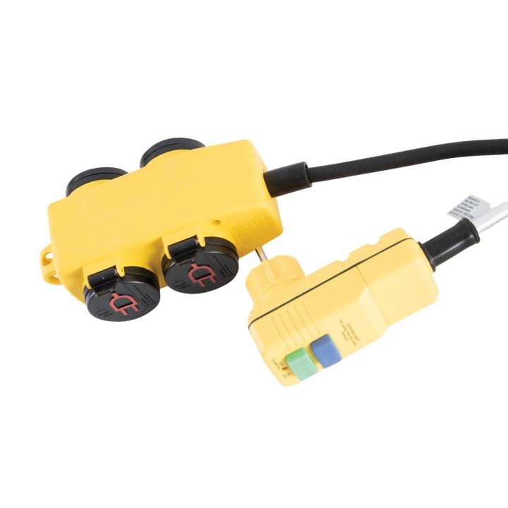 stanley sxeccr25aje 4 es elosztó kapcsolóval, 5 m, ip44 es védelem, rcd dugóval áramütés és elektromos tűz ellen, h07rn f 3g1,5 mm2 kábel,