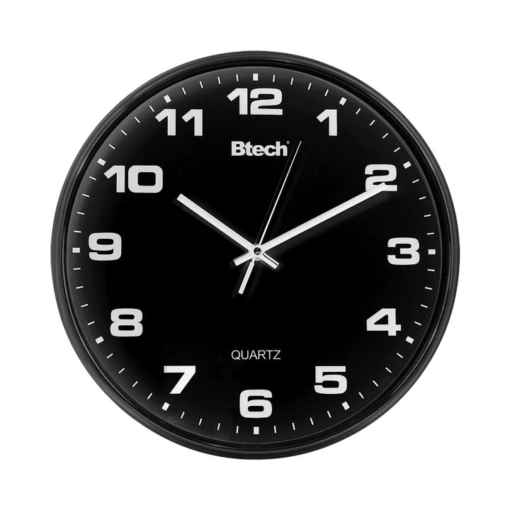 btech bh 110 falióra, 32 cm átmérő, fekete számlap, fekete keret, műanyag