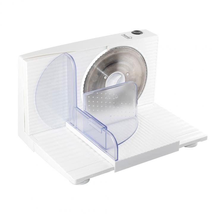 home hg sze 01 szeletelőgép, teljesítmény 150 w, szeletelési vastagság 0 1,5 cm, rozsdamentes forgókés ∅17 cm, összecsukható