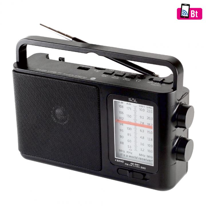 sal rpr 7b táskarádió, ac/dc, 4 in 1, bt, usb, microsd, am fm sw1 sw2 rádió, aux, ~18 óra üzemidő
