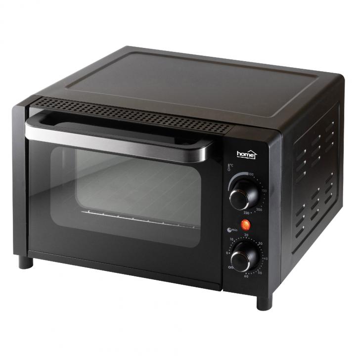 home hg ms 10 mini sütő termosztáttal, teljesítmény 1050 w, 9 literes, max. 230 °c, dupla üvegezésű ajtó, fekete