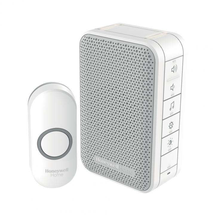 honeywell home dc313np2 vezeték nélküli csengő, 150m hatótáv, 6 dallam, led jelzőfény, nyomógomb ip55 védett, 230v os tápellátás