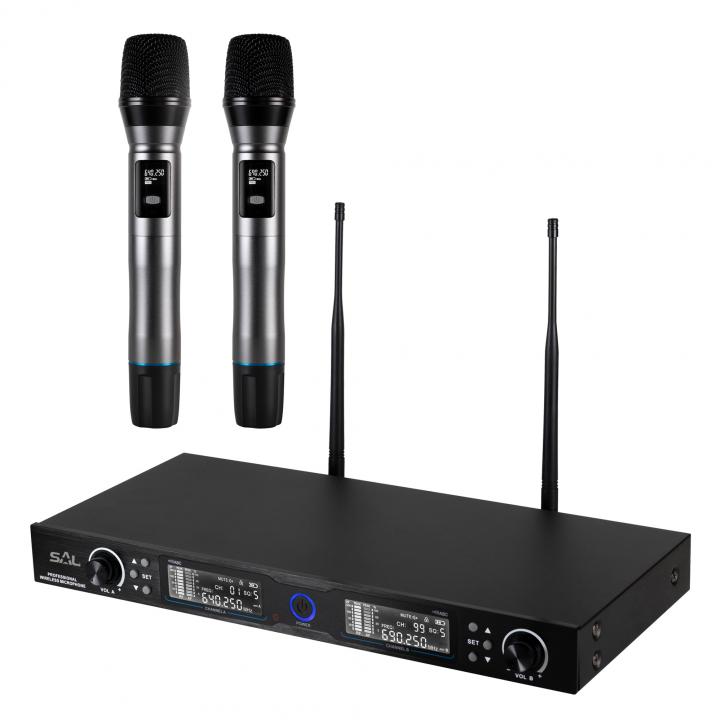 sal mvn 910 vezeték nélküli mikrofonszett, digitális zajszűrés, 2x100 csatorna, ~140 m hatótáv, uhf frekvenciasáv, rack kompatibilis