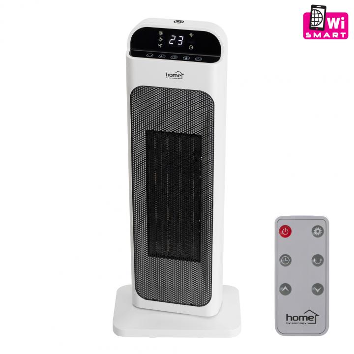 home fk 53 álló elektromos smart kerámia fűtőtest, 1000w/2000w, oszcillálás, távirányító, fehér