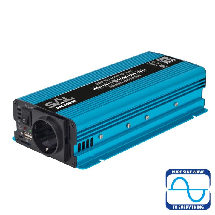 sal sai 500ts tiszta szinuszos feszültségátalakító, 500 w, inverter, 2,1 a usb gyorstöltő, gyermekzár