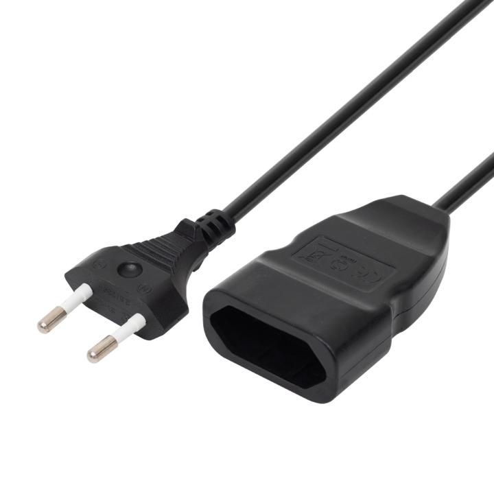 home nv 12 5/bk euro kéteres hosszabbító, 5 m, h03vvh2 f 2x0,75 mm2 kábel, 250v~/2,5a/max.575w, fekete színű