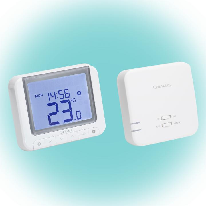 salus rt520rf vezeték nélküli szobatermosztát, opentherm csatlakozó, kontaktus kimenet, lcd, pin kód, szerviz figyelmeztető, 5 32,5 °c