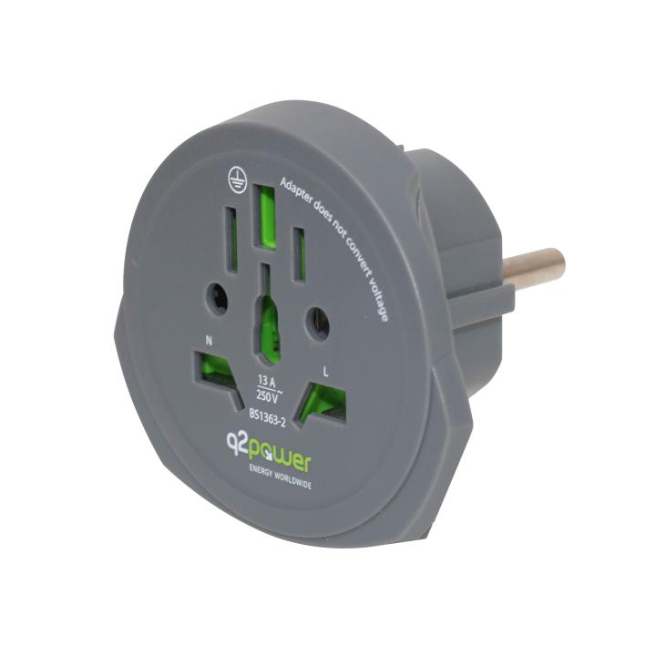 q2power 1.100100 th utazóadapter, world to europe, bemeneti feszültség: 100 250 v, 16 a, teljesítmény: 100v 1600w/250v 4000w