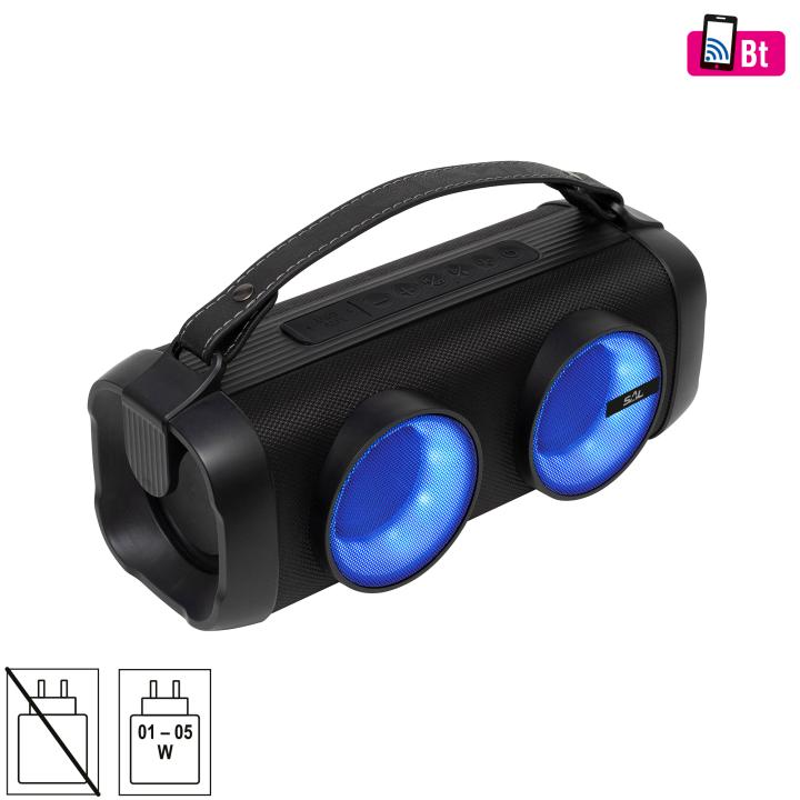 sal bt 3000 hordozható bluetooth kihangosító, 2 x 16 w, sztereó boombox, usb, beépített mikrofon, rgb led, ~4,5 óra üzemidő
