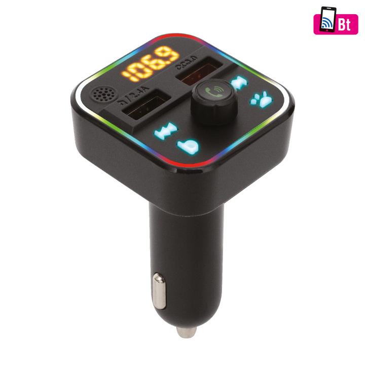 sal fmbt 18rgb autós kihangosító és töltő, 5 in 1, fm modulátor, dupla usb gyorstöltő, feszültségmérő, basszus kiemelés gomb