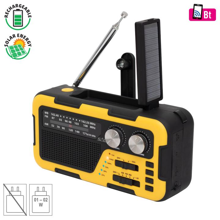 sal rph 2 multifunkciós napelemes rádió, hibrid töltés, 3 sávos am fm sw rádió, bt, ~40 óra üzemidő