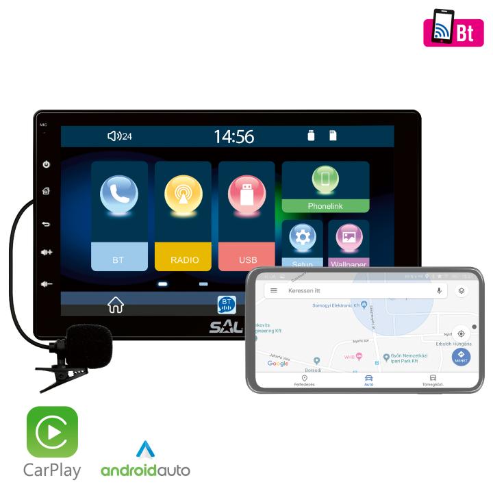 sal vb x1000 autórádió és multimédiás lejátszó, 4 x 45 w, 2 + 1 rca, carplay, android auto, usb mirror link