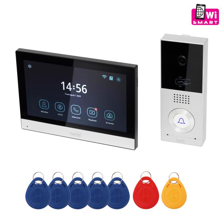 home dpv smart video kaputelefon, 7" érintőképernyő, ip65, ahd kamera, mozgásérzékelő, rfid, bővíthető, intercom, smart life, tuya smart