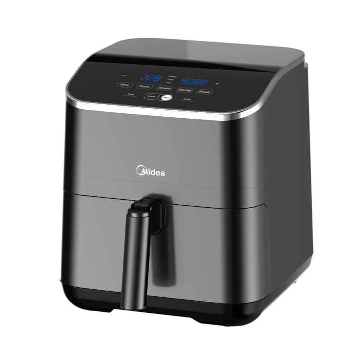 midea mad55005apkh air fryer, forrólevegős fritőz, 4.6 l kosár, 5.7 l üst, 1500 w, 60 p időzítő, 200 °c hőmérséklet, lecsatolható sütőkosár