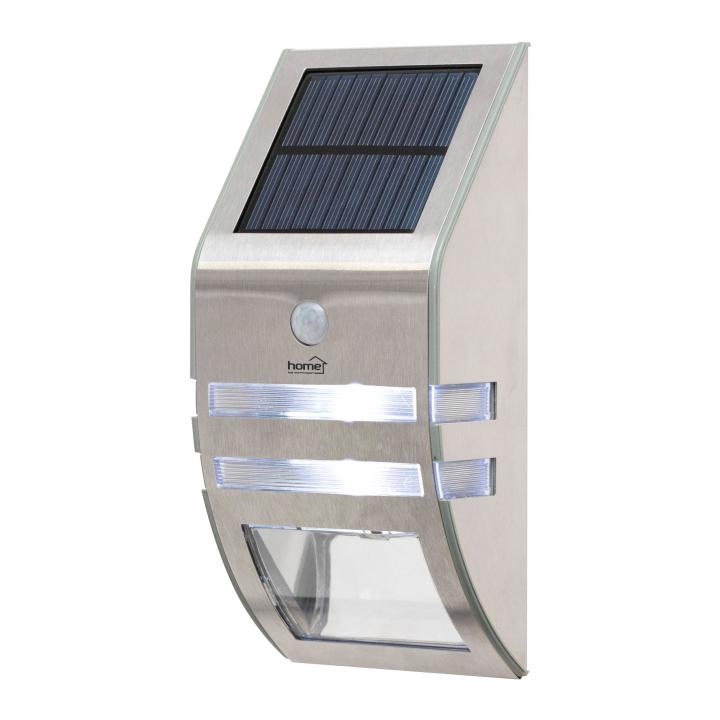 home flp30solar napelemes led lámpa, 30 lm, pir mozgásérzékelő, 3 5m, 2 db hidegfehér smd led, energiatakarékos, fém + műanyag, ip44