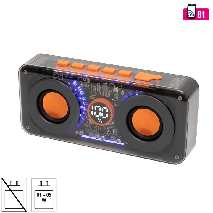 sal mechapower vezeték nélküli hangszóró és multimédia lejátszó, 2 x 10 w, rgb led, bt tws, usb c, ~8 óra üzemidő, superbass mélysugárzó