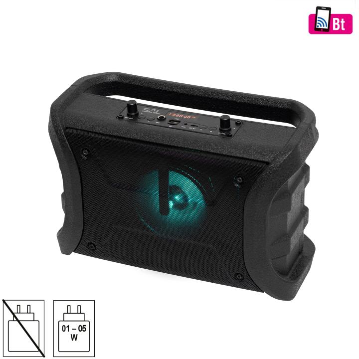sal btworky munka és szabadidő hangszóró, 8 w, fm rádió, bt tws, usb/microsd, aux, rgb led, usb c töltőkábel, ~20 h üzemidő