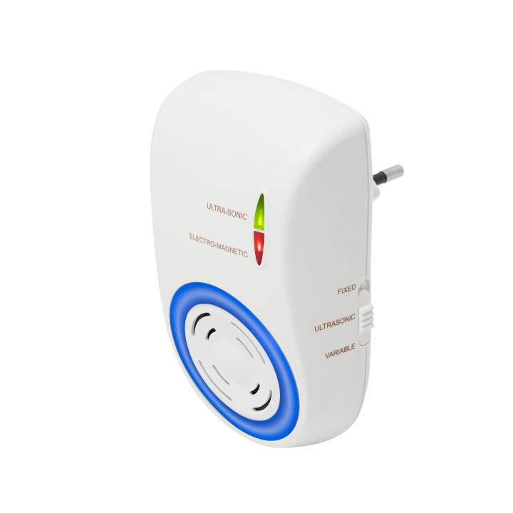 home uh12 dualeffect rágcsálóriasztó, ultrahangos és elektromágneses, egér, patkány, fix vagy váltakozó frekvenciák, éjszakai irányfény, led fényforrás