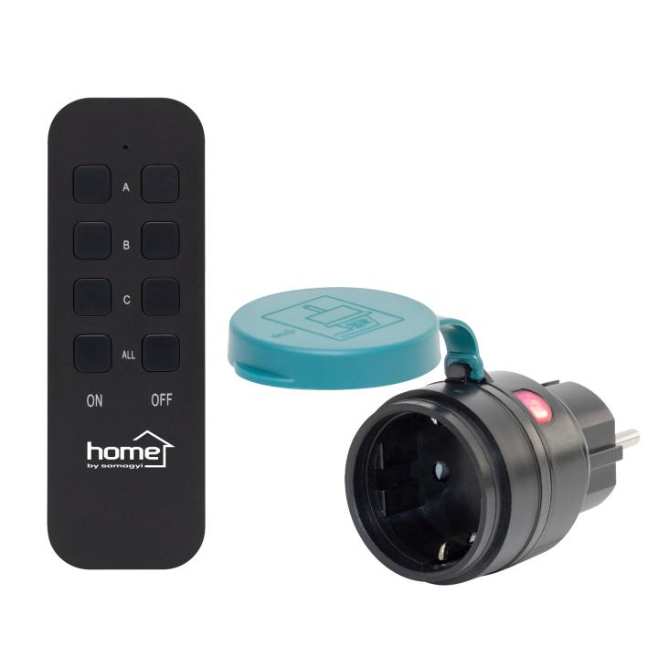 home tho2311 távirányítható kültéri hálózati aljzat szett, ip44, 2300 w, 1 aljzat +1 távirányító, 40m hatótáv