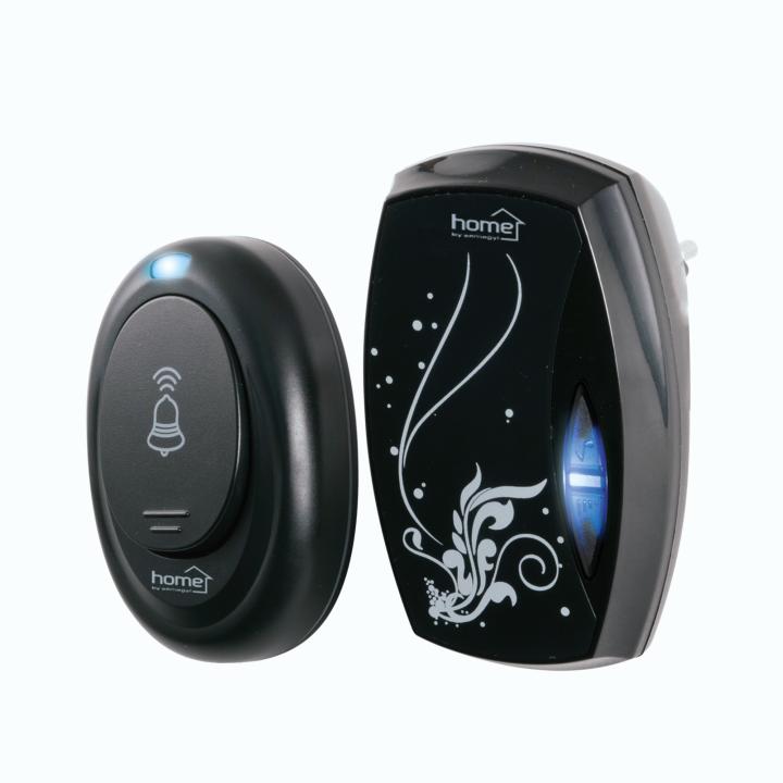 home db112ac vezeték nélküli csengő, 100m hatótáv, 36 dallam, többszólamú hangzás, 4 lépcsős hangerő, kék led visszajelző, 230v os tápellátás